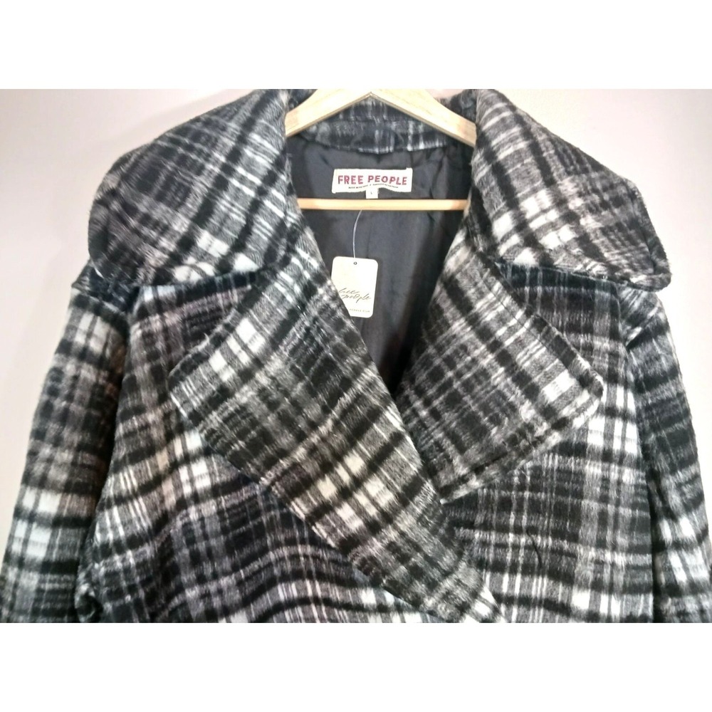 Free People Highlands Oversized Plaid Peacoat NWT Womens Large Slouchy Coat - Picture 3 of 6